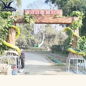 Entrada de parque temático de dinosaurio de goma de silicona de fibra de vidrio decoración personalizada Puerta de Parque de Atracciones Jurásico de dinosaurio - Product Image 2