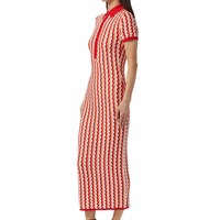 Nouvelle arrivée du fabricant Robe polo d'été rayée personnalisée pour femmes Robe longue en tricot côtelé à manches courtes naturelle simple