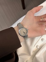 Jam Tangan Wanita Luoyan Gaya Vintage Abu-abu Logam, Gaya Minimalis, Dial Kecil, Tali Baja Anti Karat, Quartz