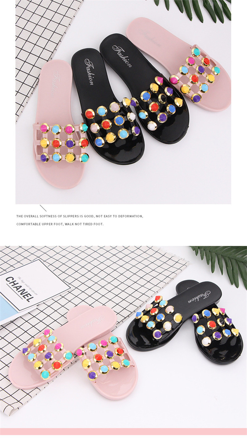 Fashion Candy Colorful Slippers Flat Low Heel Slides Summer Beach Non-slip Casual Women's Sandals