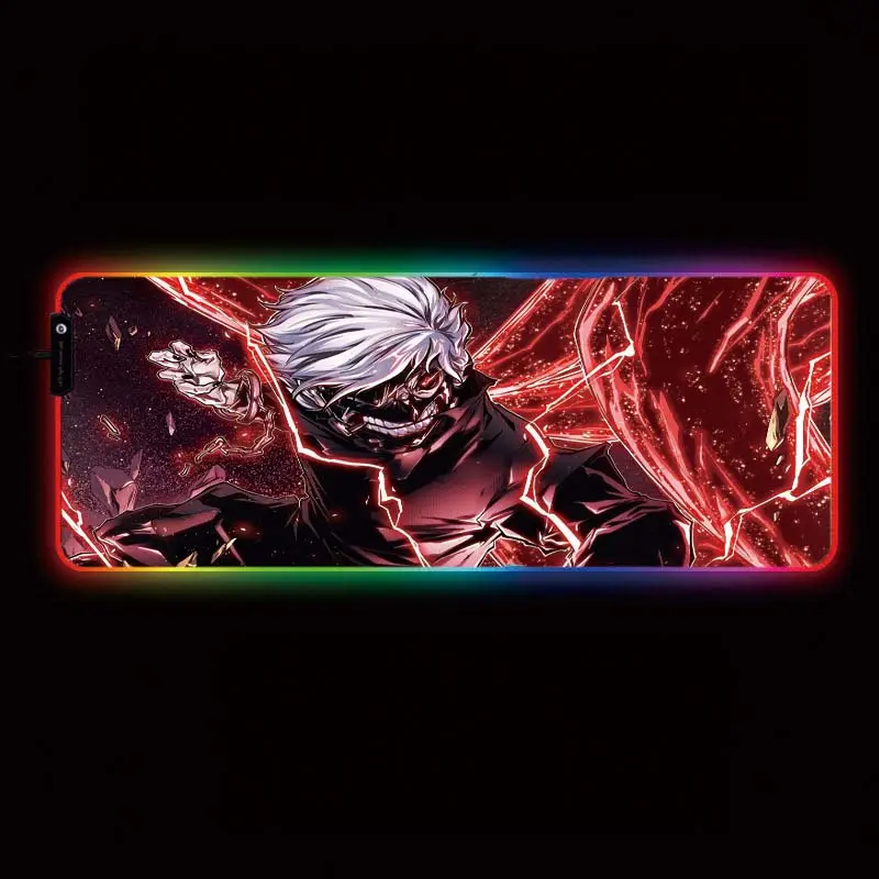 Mairuige Tokyo Ghoul RGB Gaming Mouse Pad Large Computer Mouse Pad Anime Mousepad Backlight Mice Pad Carpet Keyboard Desk Mat