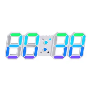 Promotion Rainbow Color Display Mini 3D LED Table Alarm Clock Wall Clock