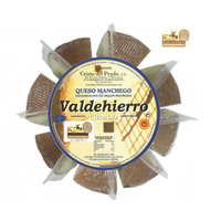 Fromages Valdehierro, fromage espagnol affiné, IGP Manchego, lait de brebis pasteurisé, tranche de fromage, boîte, produit laitier fermenté, 400gr