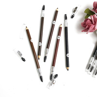 Crayon à sourcils en bois avec taille-crayon, 5 couleurs, fabrication en gros, végan, 2 en 1, imperméable, étiquette privée, logo personnalisé