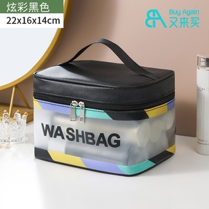 Bolsa DE ASEO al por mayor, bolsa de aseo impermeable con asa superior, gran capacidad, colorida, portátil, de piel sintética, transparente, PVC, neceser de viaje para cosméticos - Product Image 4