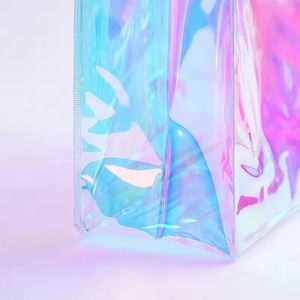 กระเป๋าโท้ทอเนกประสงค์ PVC ลายเลเซอร์ สีเหลืองเหล็ก พิมพ์โลโก้ได้ ปิดด้วยกระดุม มีหูหิ้ว - Product Image 2
