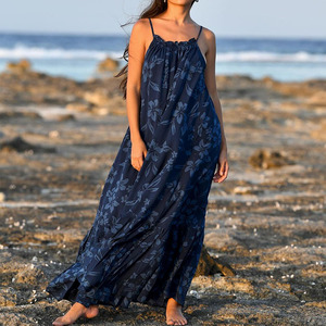 เดรสยาวลายโบฮีเมียนฤดูร้อนใหม่ แต่งระบาย ผ้าลินินคอตตอนเนื้อนุ่ม สไตล์ฮาวาย แบบสั่งตัดได้ - Product Image 4