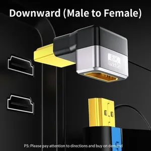 Adaptateur de câble mâle-femelle compatible 8K pour 4K, <span class=keywords><strong>convertisseur</strong></span> 90 degrés pour HDTV, PS4, PS5, ordinateur portable, fabriqué en Chine - Product Image 4