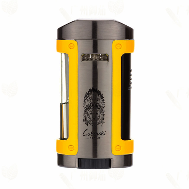 Портативная многофункциональная Зажигалка для сигар, цинковый сплав, покрытие синим пламенем, четыре прямых ветрозащитных зажигалки для сигар