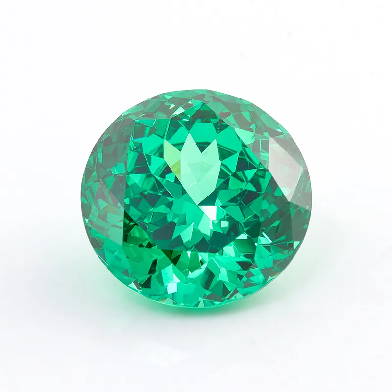 Pierres de haute qualité couleur émeraude verte ronde cent Face Cut pierre à breloque en zircone cubique synthétique pour bijoux