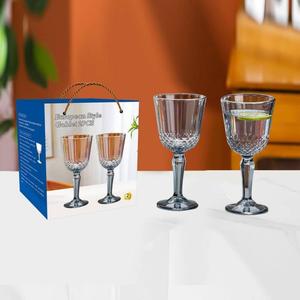 Set di 2 Calici in Vetro Diamantato Moderno, Colore Ambra e Grigio Fumé, Capacità 300ml, con Confezione Regalo, Ideale per Matrimoni e Regali Eid - Product Image 1