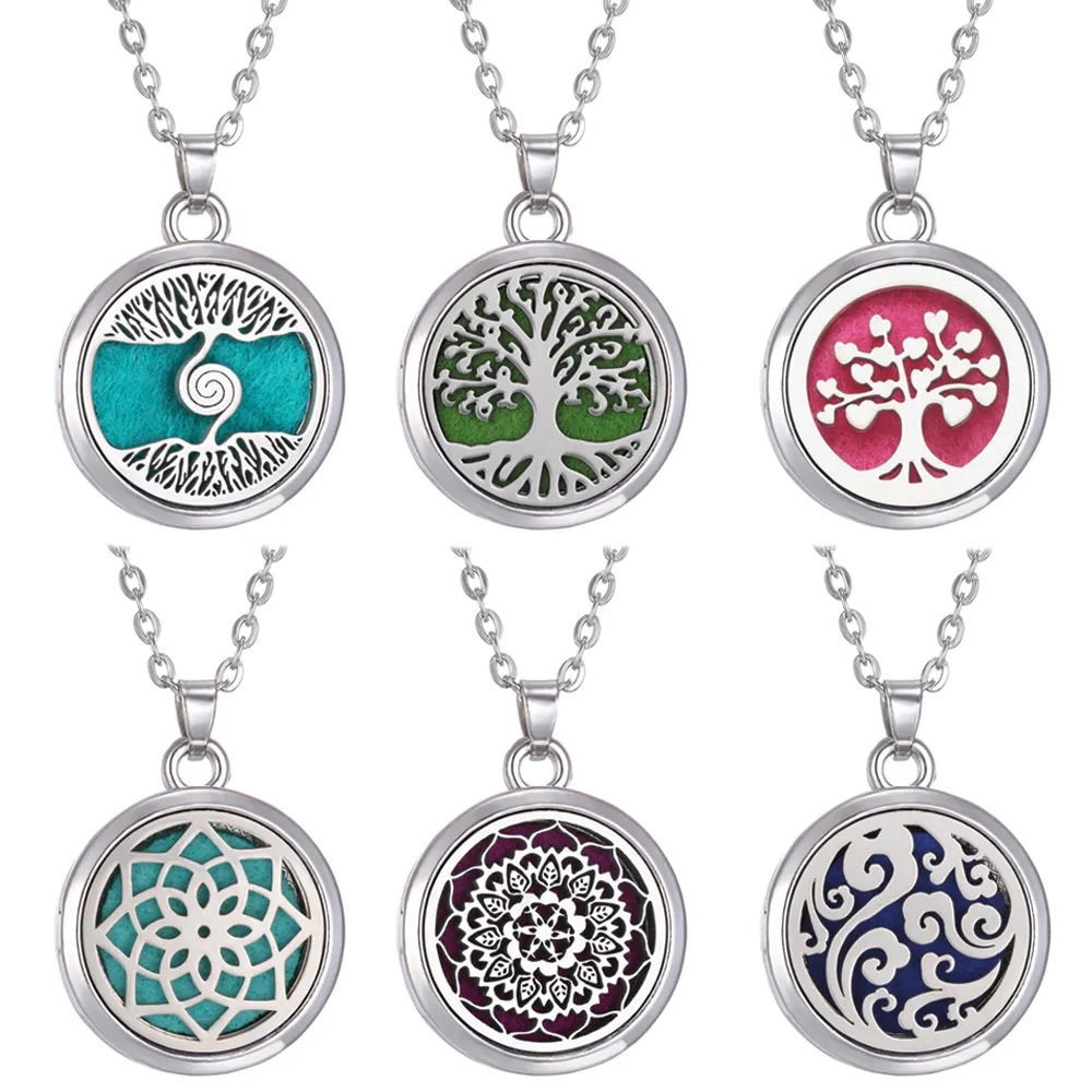 New Aromatherapy Jewelry Tree of Life Aroma Necklace Essential Oils Diffuser Necklace Locket Pendant Free