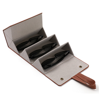 Mallette de rangement pour lunettes en cuir PU marron magique personnalisé Portable pliable avec 4 fentes Porte-lunettes de soleil fait main LOGO personnalisé