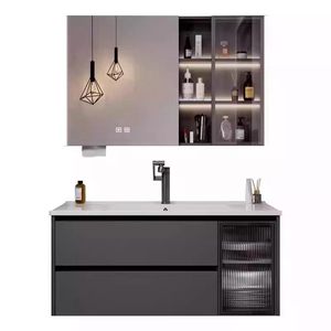 Customized honeycomb aluminum bathroom cabinet ceramic integrated basin intelligent <b>mirror</b> cabinet bathroom vanity - Product Image 6