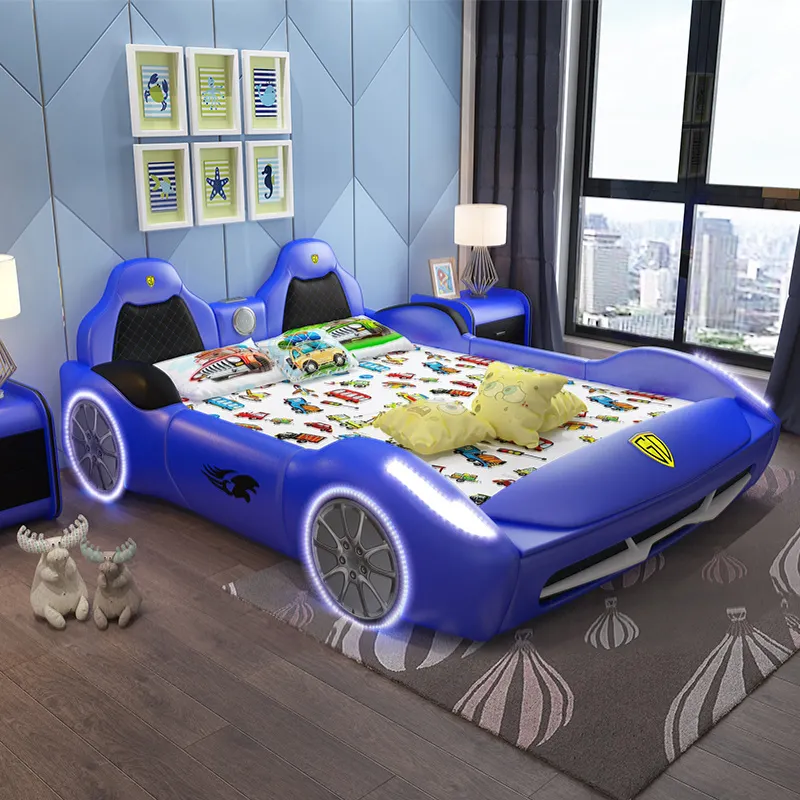 Sports car cartoon storage car bed children's boy girl with guardrail single bed Kid Racing Car Bed Modern Bedroom Furniture