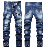 Wholesale Monkey Washed Sand Washed Distressed Slim Fitting Men's Skinny Denim Jeans