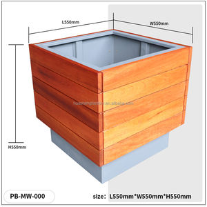 Fioriera Rettangolare Moderna per Esterni <span class=keywords><strong>in</strong></span> Acciaio Galvanizzato e WPC, <span class=keywords><strong>Vaso</strong></span> per <span class=keywords><strong>Piante</strong></span> e Rose - Product Image 5