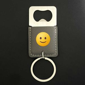 Ouvre-bouteille à motif d'expression amusante, ouvre-bouteille pour bière et cocktails, outil de <span class=keywords><strong>bar</strong></span>, porte-clés créatif en cuir PU, logo personnalisé, cadeau souvenir - Product Image 2