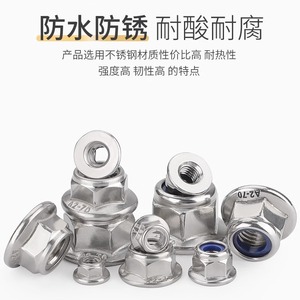 Écrou de blocage en nylon à bride en acier inoxydable Tateshina M3 M4 M5 M6 M8 A2-70 DIN6926 hexagonal métrique antidérapant - Product Image 3
