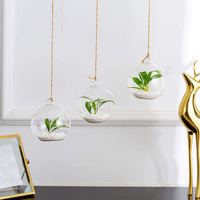 Vase globe rond en verre transparent suspendu, design moderne et créatif, léger, pour plantes et fleurs, décoration pour la maison, le jardin et le bureau, 10 cm