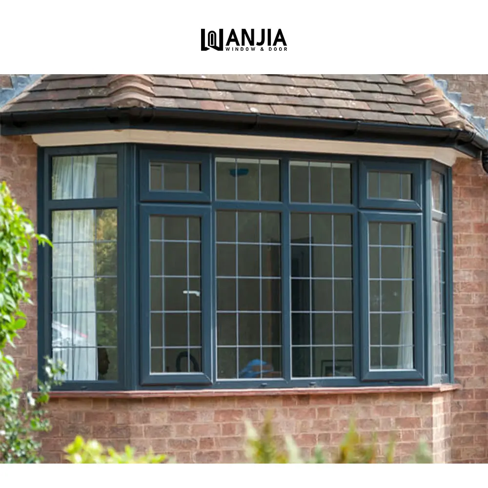 WANJIA özelleştirilmiş boyutu Villa ev çift camlı ses geçirmez fransız pencere yatak odası alüminyum kanatlı pencere Bay pencere