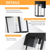 Lampu Dinding Tahan Air IP65 60W Bentuk Kotak, Lampu Hias Luar Ruangan Modern untuk Dekorasi