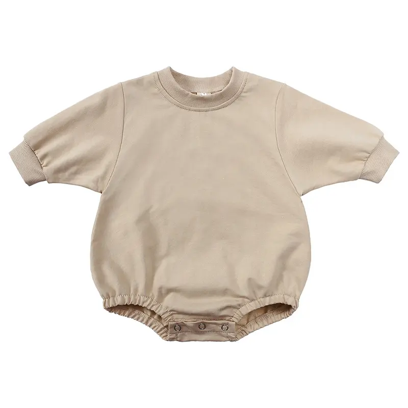 OEM Ropa orgánica para bebés Niños 0-3 meses Camiseta de gran tamaño Sudadera Niño Bebé Burbuja Mameluco liso Top Wear