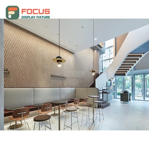 Comptoir de service de café grand format avec étagère vitrée, zone pour couvercles de tasses et condiments, comptoir de café commercial - Product Image 4