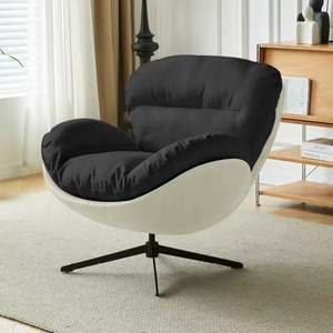 Mecedora moderna de lana de cordero con marco de madera maciza y patas de metal para el hogar o el hotel para la sala de estar o el dormitorio - Product Image 6