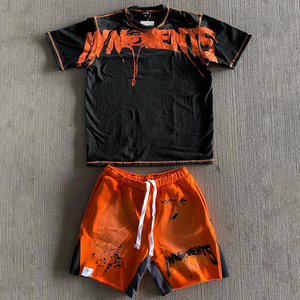 Fabricant de vêtements personnalisé Survêtement d'été 2 deux pièces Costume de survêtement pour <span class=keywords><strong>homme</strong></span> <span class=keywords><strong>Streetwear</strong></span> Ensemble short et t-shirt délavés à l'acide pour <span class=keywords><strong>homme</strong></span> - Product Image 2