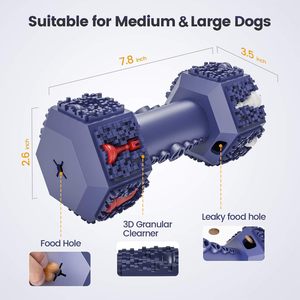 Jouet à mâcher multifonctionnel en forme d'haltère avec design de pièce d'échecs et trous distributeurs de friandises pour chiens, directement de l'usine - Product Image 6