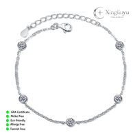 Bracelet en argent S925 avec moissanite pour femme, chaîne simple, accents ronds transparents, style bulle, bijoux en gros