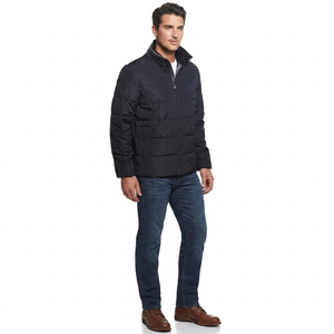 Fashion Casual Streetwear 2024 Men's Winter Puffer Jacket <b>Stand</b> Collar Front Logo Quick Dry Breathable Cotton Padded Warm - Product Image 1