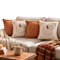 Housses de coussins d'automne beige orange citrouille |   Fausse fourrure jacquard, fermeture éclair invisible, doux pour la peau, lavable en machine