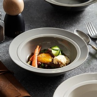 Nordisches Strohhut-Design Porzellan-Pasta-Tellerset Hochwertiges Westliches Geschirr Mikrowellengeeignet Einfarbiges Muster Kreativer Teller