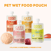 Nourriture humide pour animaux de compagnie de haute qualité en sachet de 90 g, sans conservateurs, sans arômes, poulet et lait de chèvre, bœuf et citrouille, santé digestive et soutien osseux