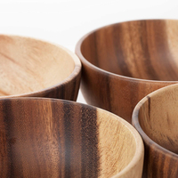 Keukengerei Op Maat Massief Hout Fruitschaal Milieuvriendelijk Houten Kom Logo Custom Acacia Hout Ronde Slakom