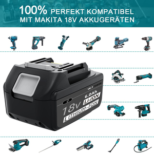 อะไหล่เปลี่ยน BL1860B 6.0Ah 18V สำหรับแบตเตอรี่ Makita BL1860 BL1860B BL1850 BL1840B LXT-400พร้อมไฟ LED - Product Image 2