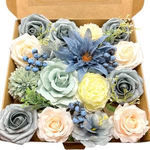 Haze Blue Real Touch DIY <span class=keywords><strong>Mariage</strong></span> Bouquet De Mariée Boîte-Cadeau Emballage pour Fleurs Fêtes D'anniversaire Préservé Soie Artificielle Rose - Product Image 3