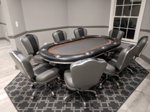 Table de poker 10 joueurs avec lumières LED intégrées, marron et noir - Product Image 3