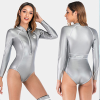 DIVESTAR Pakaian Selam Bikini Neoprene Ritsleting Depan Lengan Panjang Kulit Halus Wanita Seksi Kualitas Tinggi Kustom 2MM