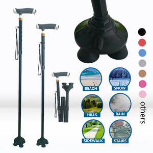 Bâton de marche pliable en alliage d'aluminium Yingda, léger, réglable en hauteur, avec embout en caoutchouc pour une utilisation en extérieur - Product Image 1