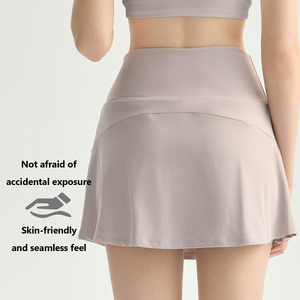 XW-DQ62008 Short de sport uni pour femme, extensible dans quatre directions, taille haute, effet ventre plat, galbe fessier, ourlet fluide, pour le <span class=keywords><strong>golf</strong></span> et le tennis - Product Image 2