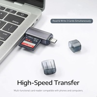 Lector de Tarjetas de Teléfono Móvil USB 2.0 SD TF con Certificación CE y ROHS, Adaptador OTG USB C 3 en 1, Material ABS