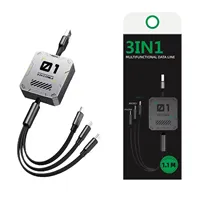 Câble de charge rétractable 3-en-1 USB3.0 Type-C TPE 1,2 m 100W en cuivre pur pour iPhone et ordinateur