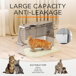 OEM/ODM Geruchshemmende Edelstahl-Katzentoilette mit Deckel XL, Leicht zu Reinigende, Geschlossene und Abnehmbare Metall-Katzentoilette mit Streuschaufel - Product Image 5