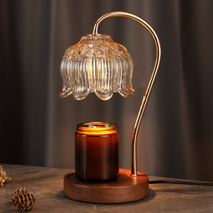 Vente chaude Transparent Aromathérapie Melter Floral Verre Bougie Chauffe <span class=keywords><strong>Lampe</strong></span> avec Minuterie pour Huiles Essentielles - Product Image 1