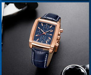 Nuevo reloj para hombre, cronógrafo multifuncional, reloj de pulsera cuadrado de cuero genuino, elegante reloj retro para hombre - Product Image 3