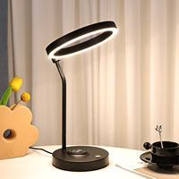 Lampe de lecture en métal noir de style nordique, abat-jour en métal, lampe de table LED simple avec recharge sans fil QI