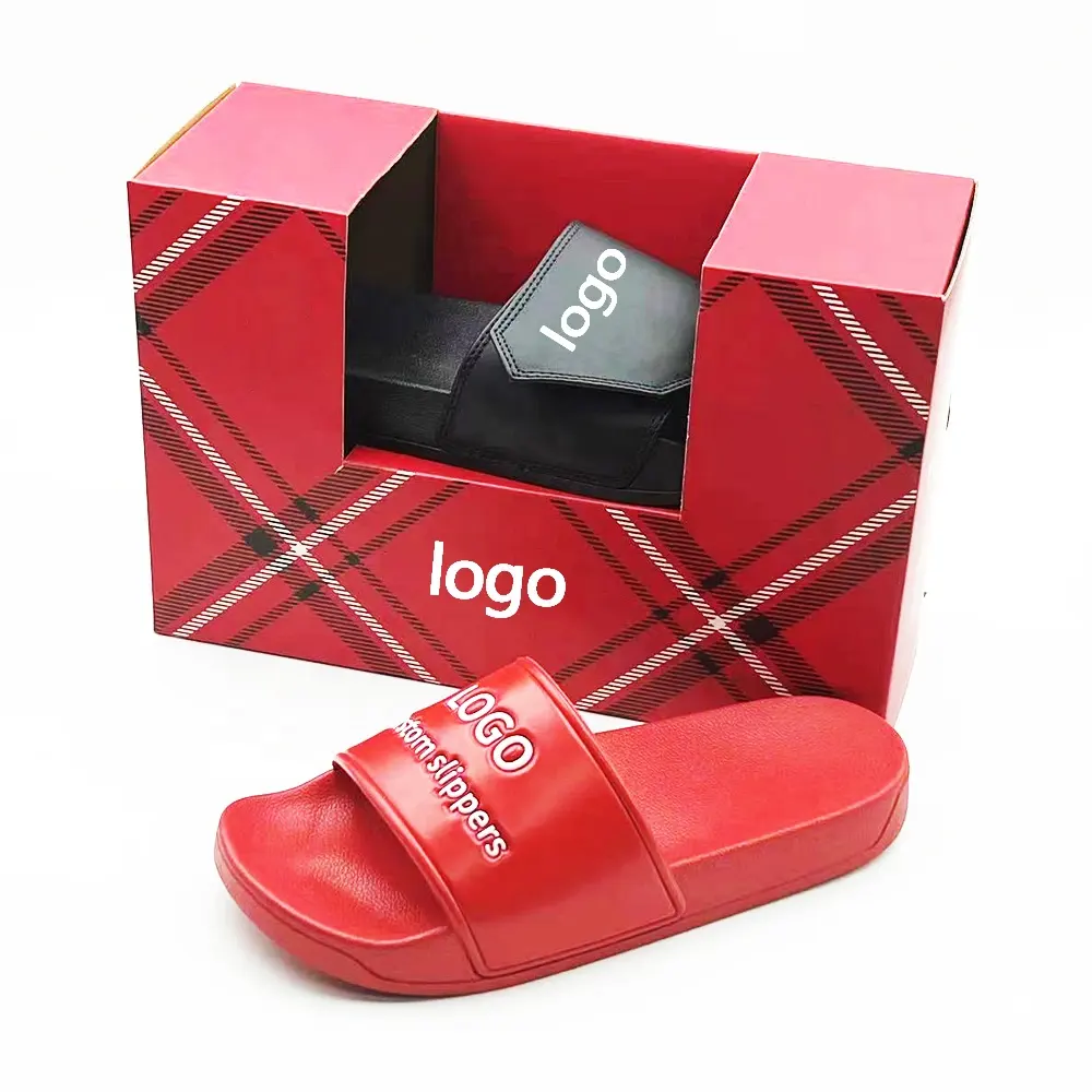 Groothandel Zomer Strand Zwarte Custom Logo Rubber Pvc Slippers Slides Schoeisel Voor Mannen